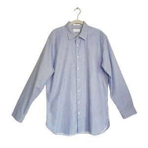 John W. Nordstrom Men's Trim Fit Button Up Shirt in Blue/White - Sz 16.5 / 34-35